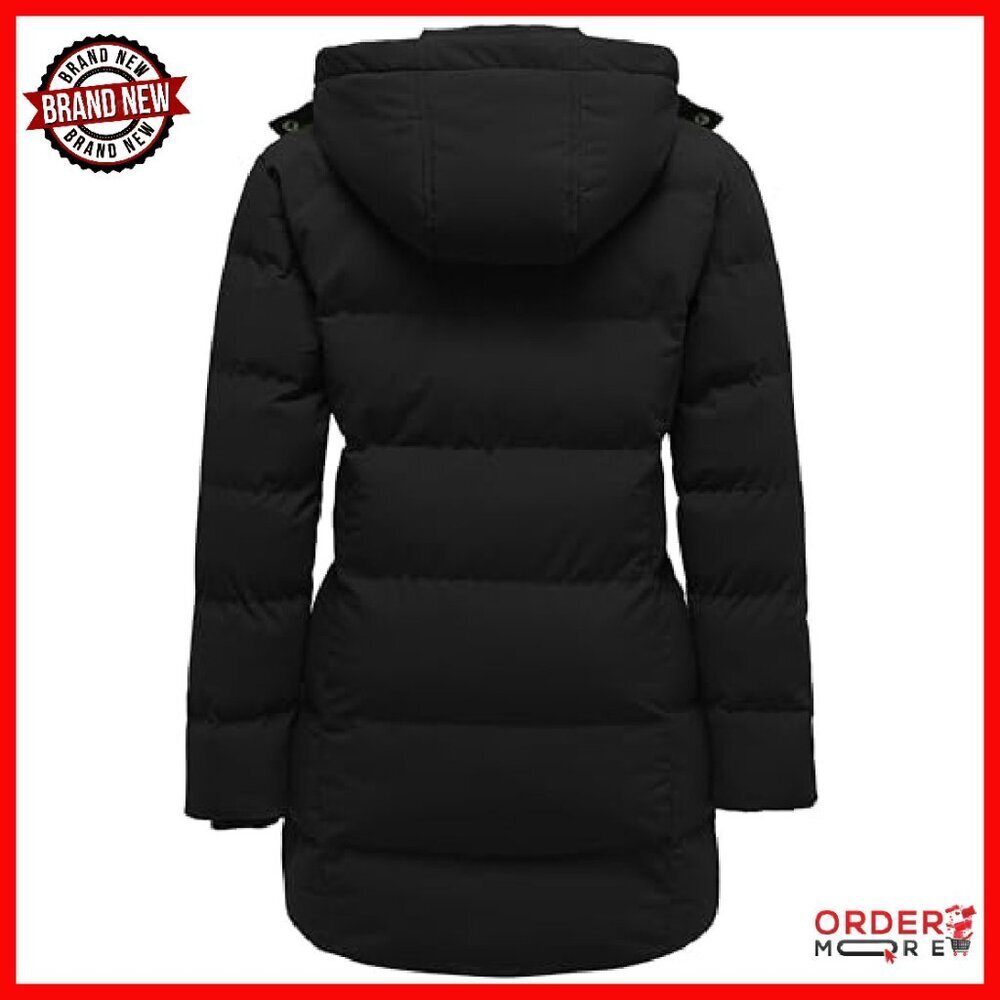 Women's Winter Puffer Parka Coat with Removable Hood Slim Fit - Picture 3 of 8